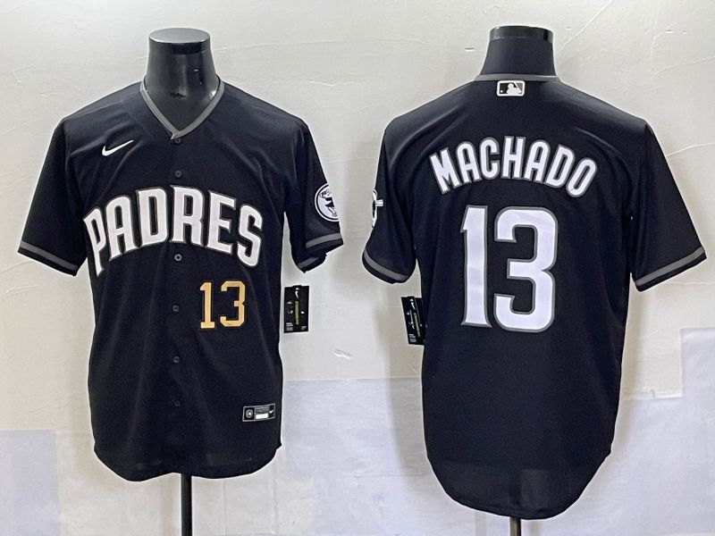Men 2025 San Diego Padres #13 Machado Black Game Nike MLB Jersey style 7031